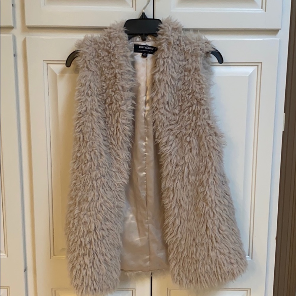 Taupe furry sweater vest